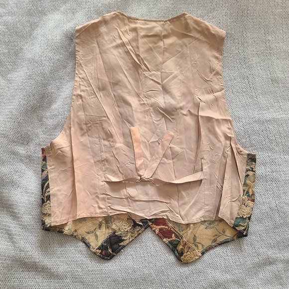 Vintage Tapestry and satin floral 90s Vest - Picture 4 of 4
